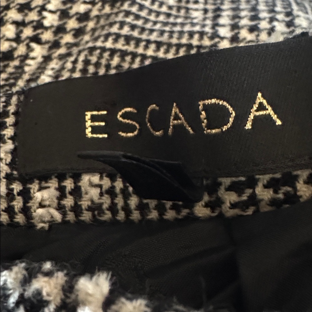 ESCADA Black White Geometric Pencil Skirt Plaid Houndstooth 36 XS S Wool Work - Picture 4 of 7
